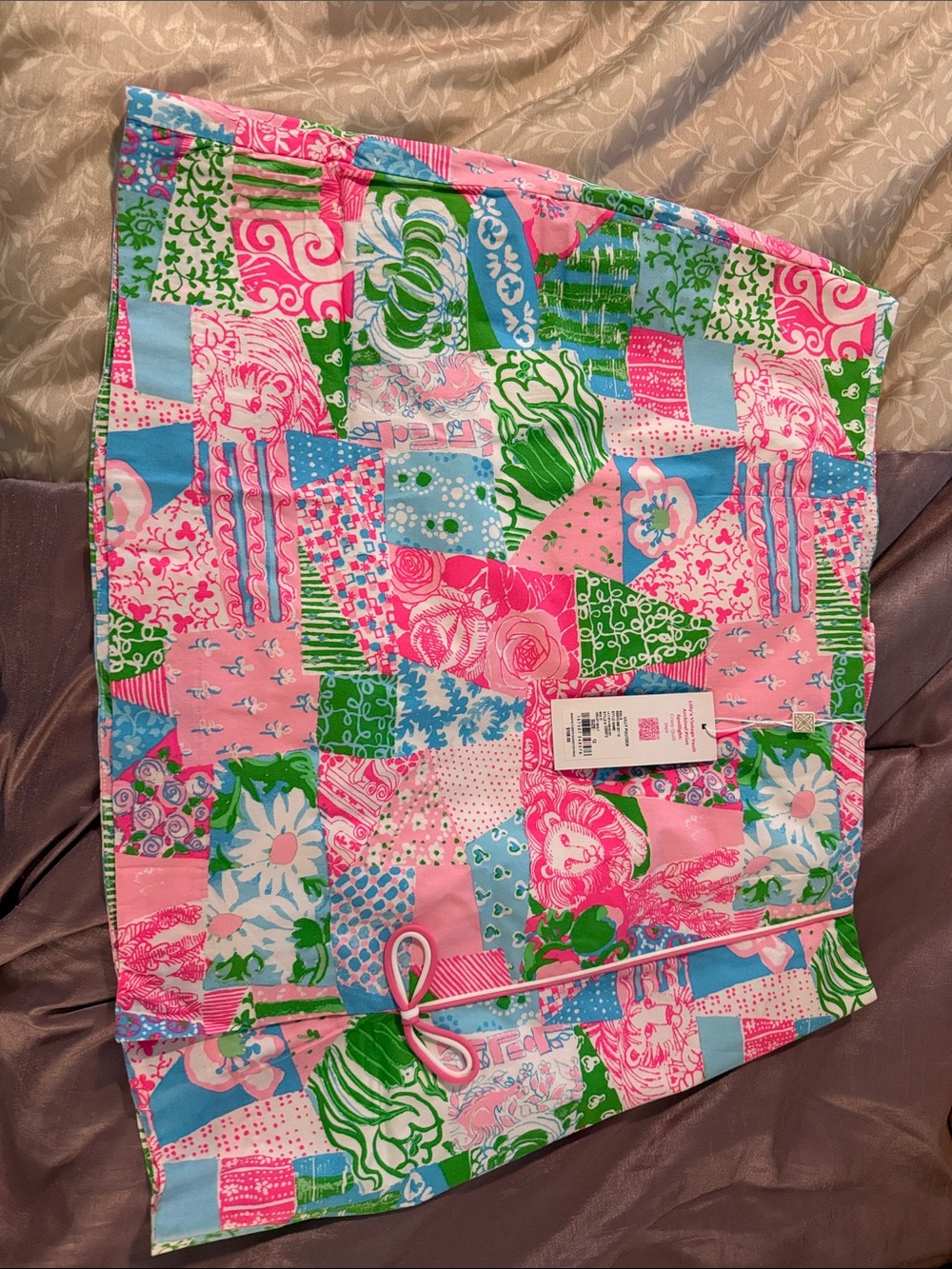 Woman’s Pink Patchwork Print Skort